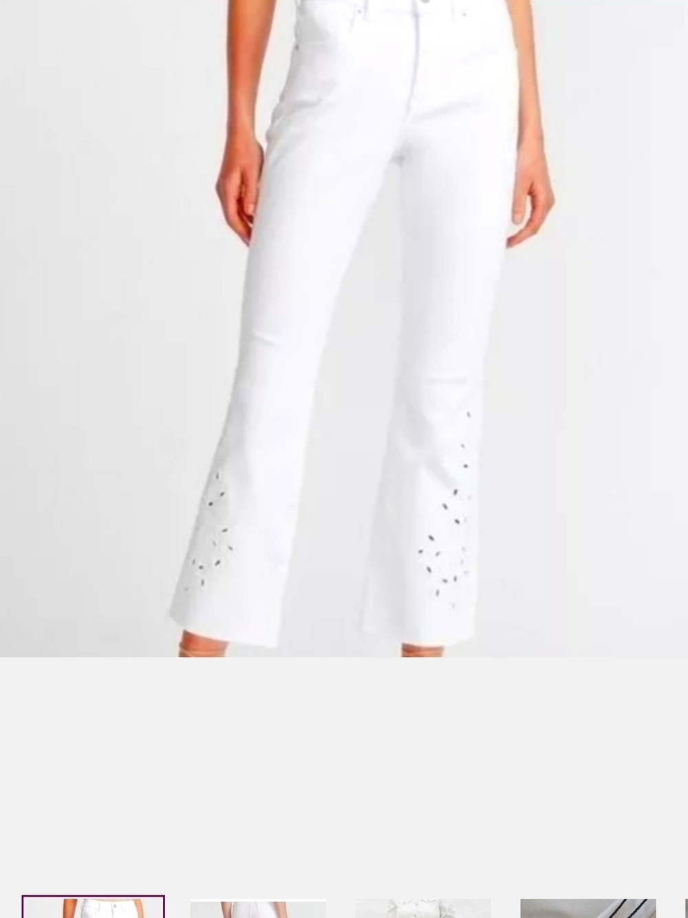 Express High Waisted White I Let Embroidered Hem Cropped Jeans